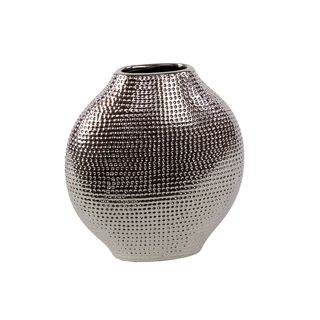 Silvertone Decorative Ceramic Vase (9.85 inches high x 9.85 inches wide x 4.34 inches deepFor decorative purposes onlyDoes not hold water CeramicSize 9.85 inches high x 9.85 inches wide x 4.34 inches deepFor decorative purposes onlyDoes not hold water)