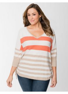 Lane Bryant Plus Size Striped side ruched sweater     Womens Size 22/24,