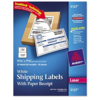 Avery Labels Shipping Labels with Paper Receipt, 5 1/16 x 7 5/8, White (5127)
