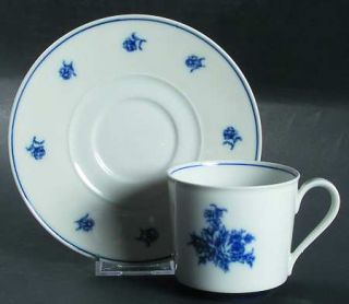 Block China Chateau DAzur Flat Cup & Saucer Set, Fine China Dinnerware   Blue F