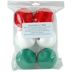 Decorative Styrofoam Balls 6/pkg white/xmas Red/xmas Green