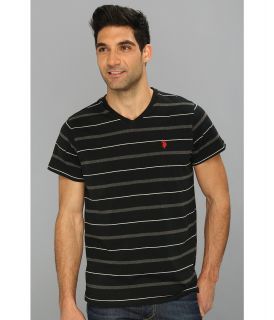 U.S. Polo Assn Short Sleeve T Shirt with Narrow Stripes Mens T Shirt (Black)