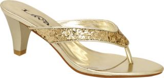 Womens Lava Shoes Special   Gold Glitter Mid Heel Shoes
