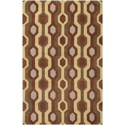 Hand tufted Brown Contemporary Mayflower Wool Geometric Rug (5 X 8)