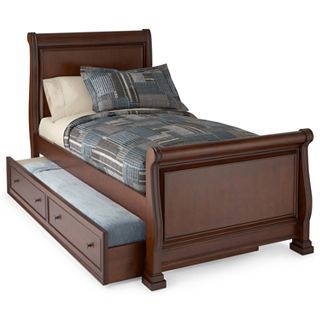 Jacob Youth Sleigh Bed with Trundle Option, Cherry
