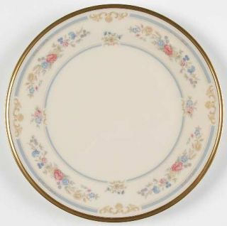 Lenox China Raleigh Salad Plate, Fine China Dinnerware   Blue Bands, Tan Scrolls