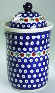 Boleslawiec Nature Small Canister, Fine China Dinnerware   White,Rust Dots,Blue