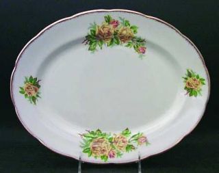 Royal Albert Tea Rose Yellow 12 Oval Serving Platter, Fine China Dinnerware   H