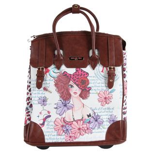 Nicole Lee Stylish Girl Rolling Business Special Print Edition Tote (MultiWeight 6.3Pockets One (1) interior pocketCarrying strap 4 inch handle dropPadded laptop compartment with velcro strapHandle Faux leather handles, retractable handle extends up t
