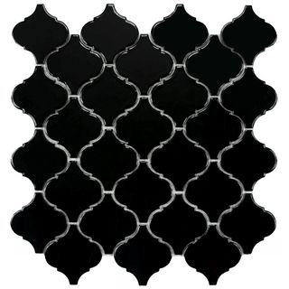 Somertile 12.5x12.5 inch Morocco Glossy Black Porcelain Mosaic Tiles (set Of 10)