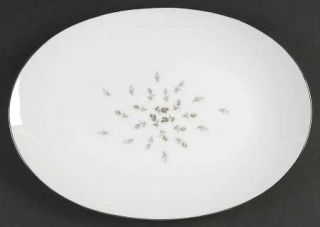 Sango Boutonniere 12 Oval Serving Platter, Fine China Dinnerware   Tiny Rose Bu