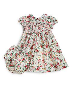 Ralph Lauren Infants Smocked Floral Dress & Bloomers Set   Cream Floral