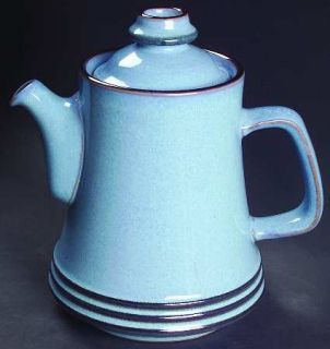 Denby Langley Corfu Blue & Rust Tea/Coffee Pot & Lid, Fine China Dinnerware   Bl