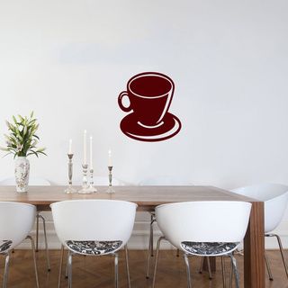 Brown Cup Of Coffee Wall Vinyl Decal (Glossy burgundyDimensions 25 inches wide x 35 inches long )