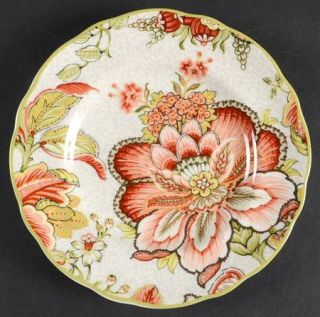 222 Fifth (PTS) Eliana Red Appetizer Plate, Fine China Dinnerware   Red Flowers,