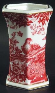 Royal Crown Derby Red Aves (Older, Discontinued 1997) Hexagonal Vase, Fine China