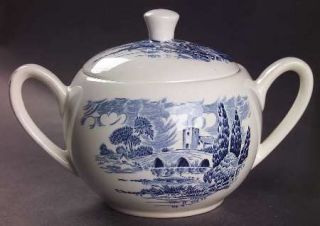 Wedgwood Countryside Blue Sugar Bowl & Lid, Fine China Dinnerware   Blue English