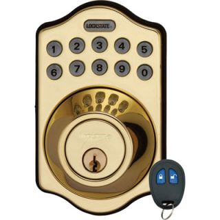 Electronic Deadbolt with Remote and Keys   Polished Brass Finish, Model# LS 