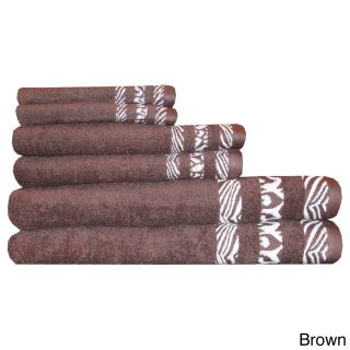 Safari Border Jacquard 6 piece Cotton Towel Sets