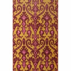 Nuloom Handmade Modern Ikat Gold Wool Rug (76 X 96) (GoldPattern FloralTip We recommend the use of a non skid pad to keep the rug in place on smooth surfaces.All rug sizes are approximate. Due to the difference of monitor colors, some rug colors may var