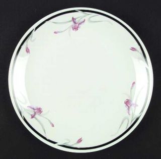 China Pearl Versailles Dinner Plate, Fine China Dinnerware   Black Band,Pink Iri