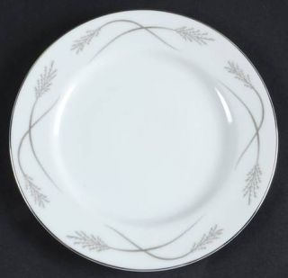 Mikasa Grace Ine Salad Plate, Fine China Dinnerware   Silver Crossing Wheat Like
