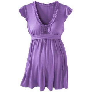 Merona Maternity Short Sleeve Ruffled Tee   Purple Violet L