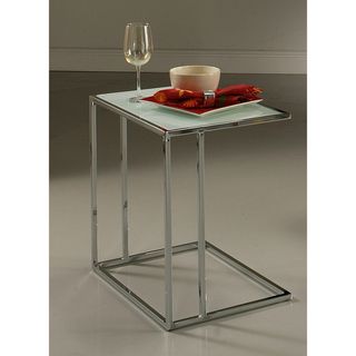 Norway Chrome White Tempered Glass End Table