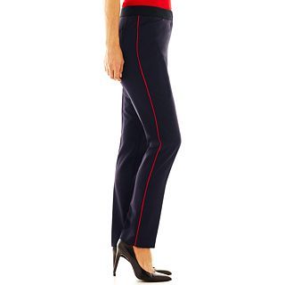 Worthington Piped Slim Pants   Tall, Red, Womens