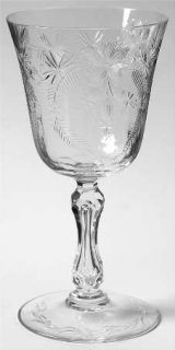 Unknown Crystal Unk1880 Water Goblet   Polished Cut Floral On Bowl, Cut Foot