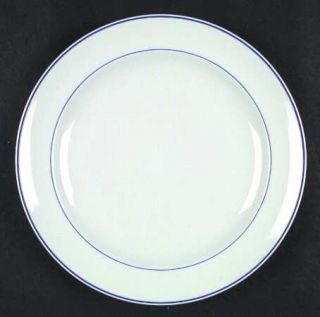 Towle Tow1 Dinner Plate, Fine China Dinnerware   All White With Blue Trim And Ve