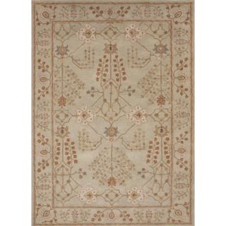 Transitional Arts And Crafts Green Wool Tufted Rug (2 X 3)