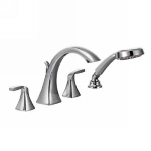 Moen T694 Voss Two Handle High Arc Roman Tub Faucet Trim with Hand Shower
