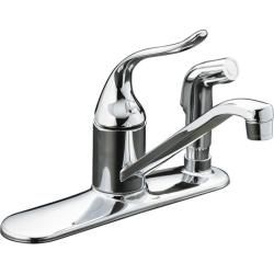 Kohler K 15173 f cp Polished Chrome Coralais Single control Kitchen Sink Faucet With 8 1/2 Spout, Color matched Sidespray Throu