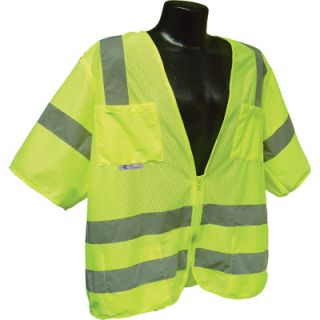 Radians Class 3 Short Sleeve Mesh Safety Vest   Lime, Large, Model# SV83GM
