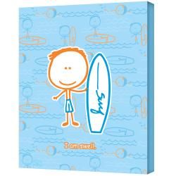 Felittle People Surf Boy Gallery Wrapped Canvas Art (MediumSubject ChildrenFrame Yes Matte No Image dimensions 18 inches x 24 inchesOutside dimensions 18 inches x 24 inches )