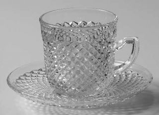 Westmoreland English Hobnail Clear (Round Base) Demitasse Cup and Saucer Set   S