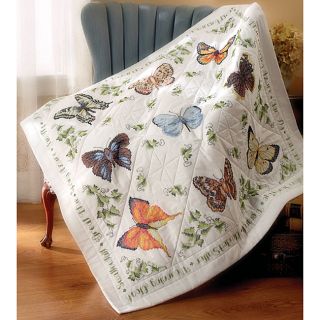 Butterfly Collection Stamped Lap Quilt Top