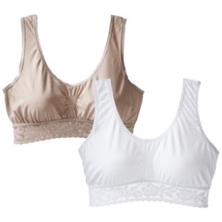 Playtex Womens 2 Pack Cozy Comfort Wirefree Bras X587   White/Nude M