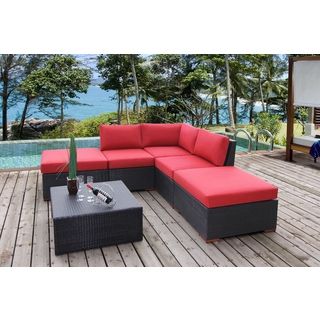 Andover 6 piece Corner Outdoor Sectional Set (Dura fast eed Materials Wicker, aluminum, resin, olefin fabricFinish Multi, brown Cushions included Weather resistant UV protection Adjustable legs/back No Wheels No Umbrella stand/base No Weight capacity