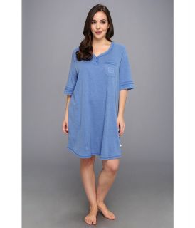 Karen Neuburger Plus Size IVP Elbow Sleeve Henley Nightshirt Womens Pajama (Blue)