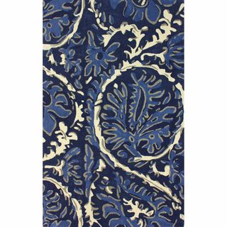 Nuloom Handmade Transitional Floral Blue Rug (76 X 96)