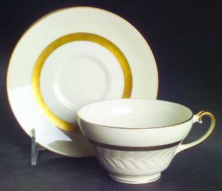 Haviland Embassy Footed Cup & Saucer Set, Fine China Dinnerware   New York, Grey