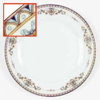Noritake Savona Dinner Plate, Fine China Dinnerware   Blue Ribbons,Yellow Scroll