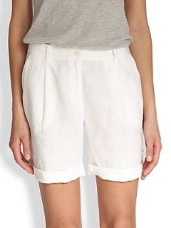 Eileen Fisher Rolled Linen Shorts   White