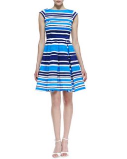 mariella fit and flare striped dress, french navy/turquoise/white   kate spade