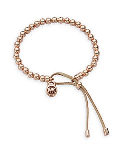 Michael Kors Leather Beaded Bracelet/Rose Goldtone   Rose Gold