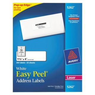 Avery 1 1/3 x 4 Laser Easy Peel Address Labels   White (350 Per Pack)