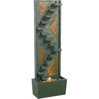 Palaemon Indoor/ Outdoor Floor Fountain (Natural green slate/copper accents Materials SlateInstallation requiredPortableNumber of pieces Two (2) Package contents Fountain, water pump, specification sheet, instructions Dimensions 47 inches high x 8 inc