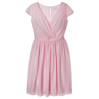 TEVOLIO Womens Chiffon Cap Sleeve V Neck Dress   Pink   2